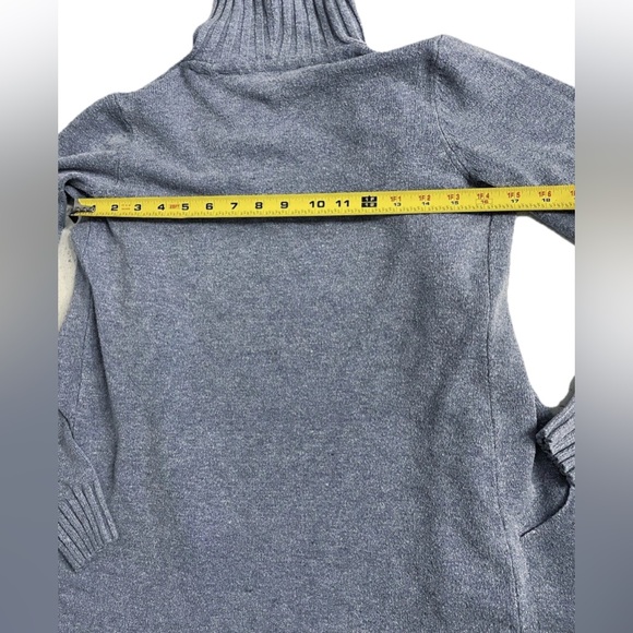 Cyrus Open Front Hooded Cardigan Sweater Women’s Size Small Blue Gray Pockets - Picture 6 of 7